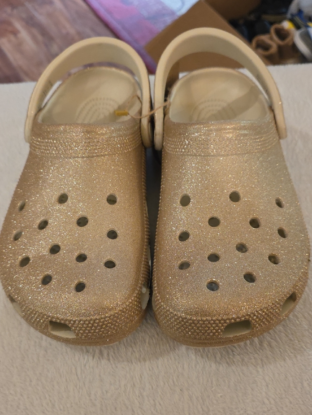 CROCS  Glitter Clogs in Shimmery Gold